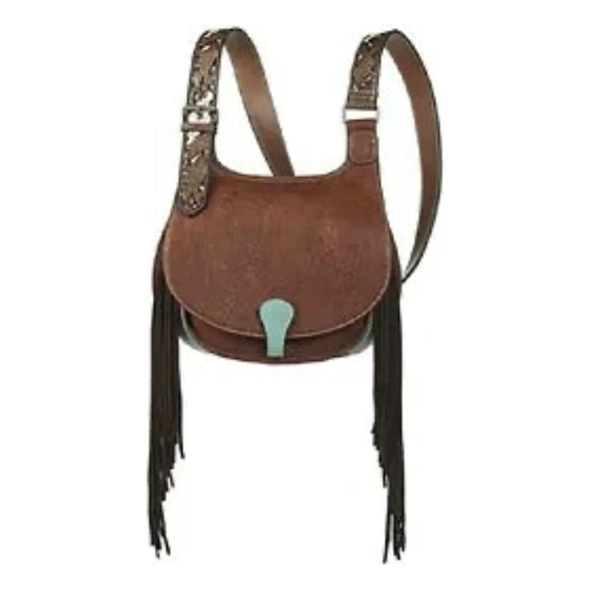 Nocona Brown Cross Body Bag With Turquoise Accents