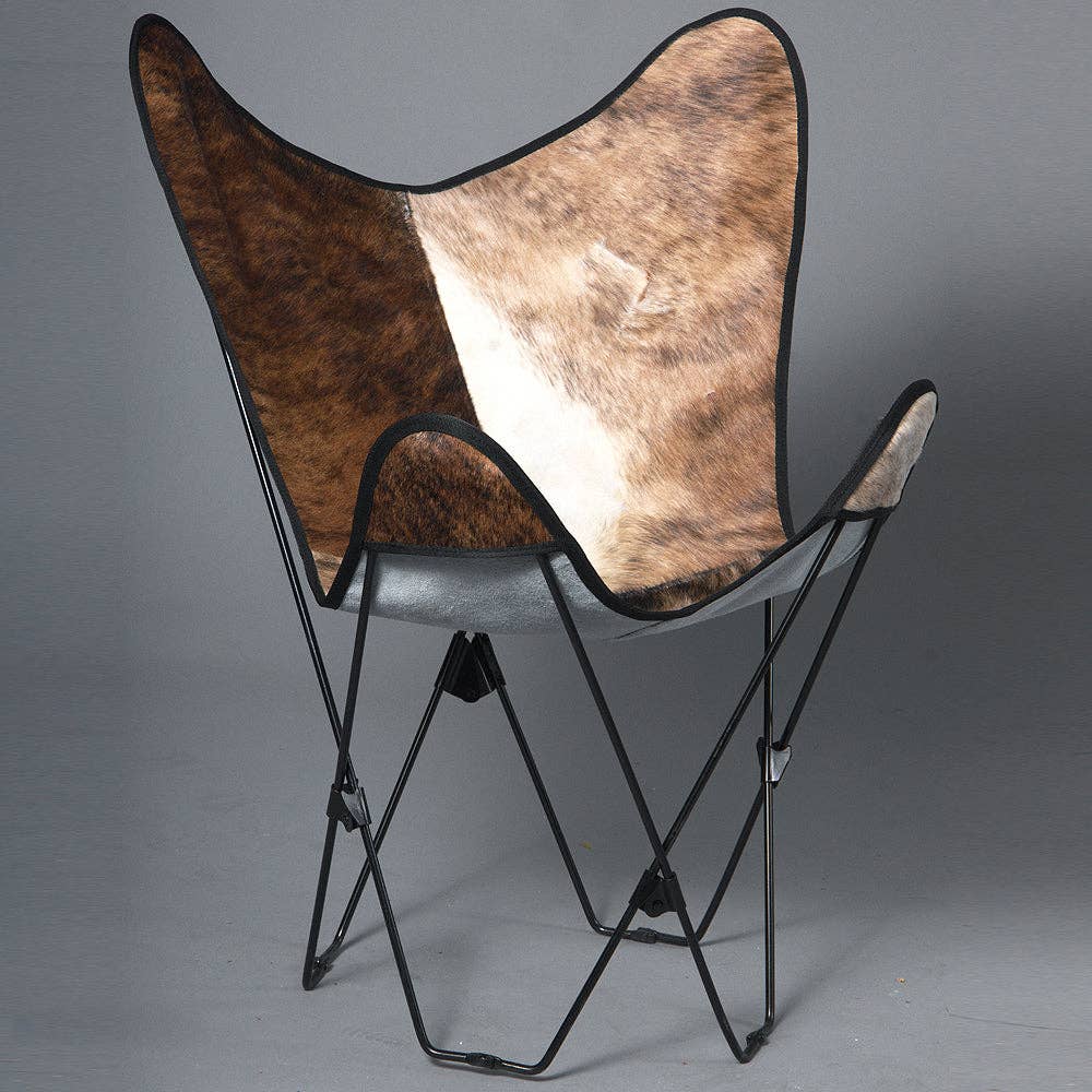 HILASON Genuine Leather Butterfly Chair Folding Lounge Modern Sling Accent Seat | Chair