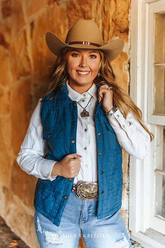 Solid Teal Quilted Vest