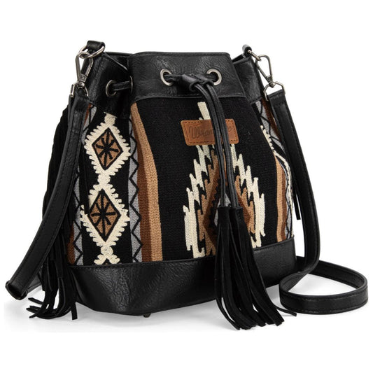 Wrangler Southwestern Knitted Drawstring Crossbody Bag WG174-2029BK