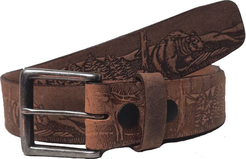 GENUINE LEATHER 40MM FOREST EMBOSSED BELT #1040