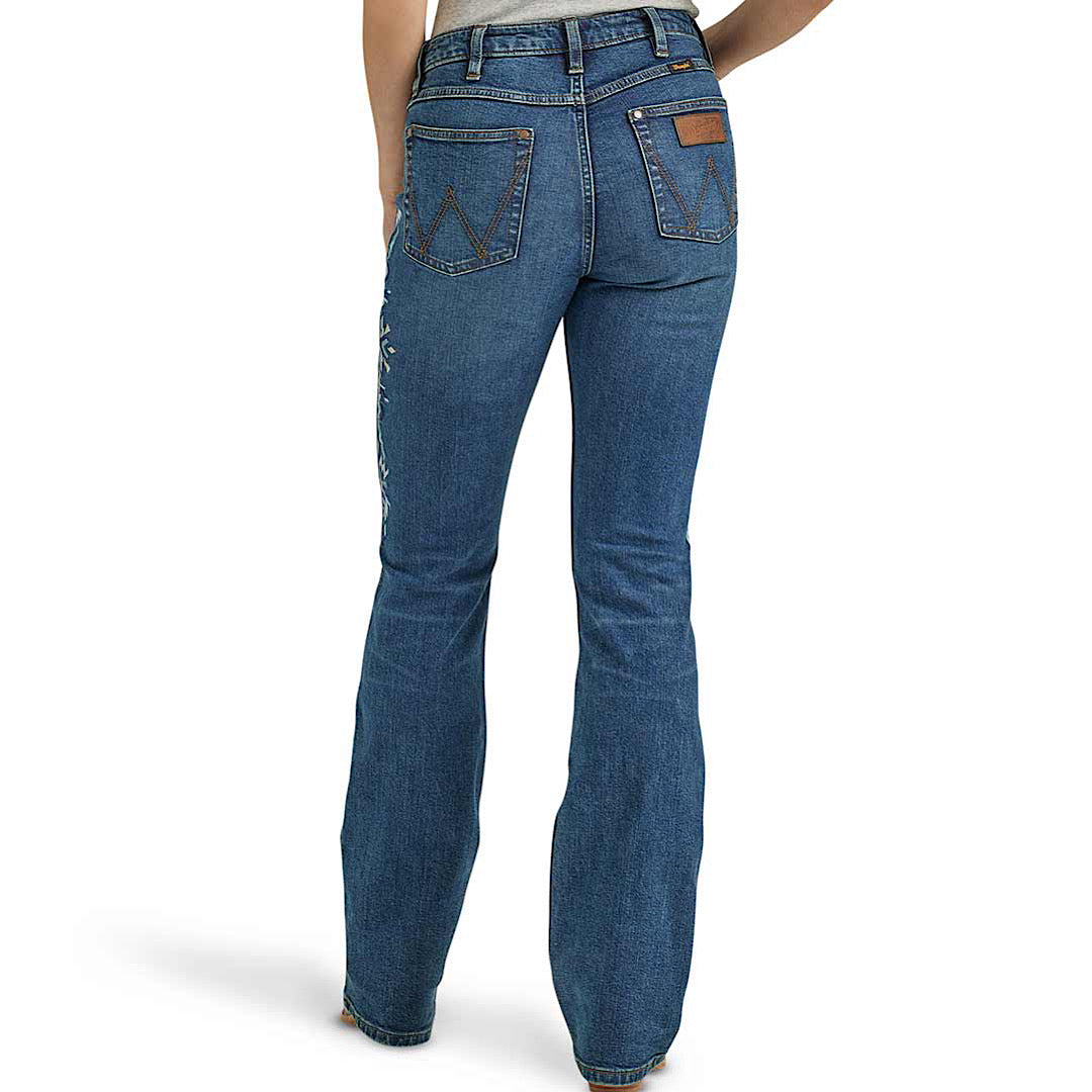 Ladies Wrangler Retro Embroidered High Rise Slim Bootcut