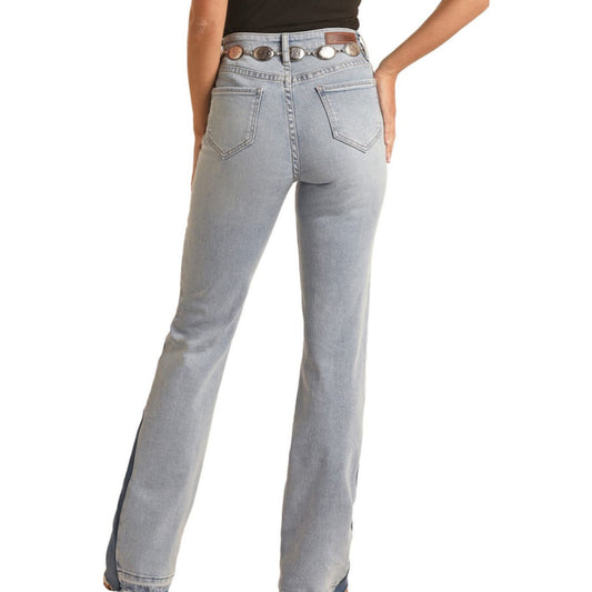 LADIES ROCK & ROLL SIDE INSERT FLARE REGULAR FIT BOOTCUT JEANS