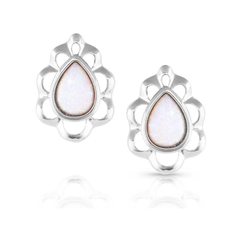 Mystic Snow White Opal Earrings