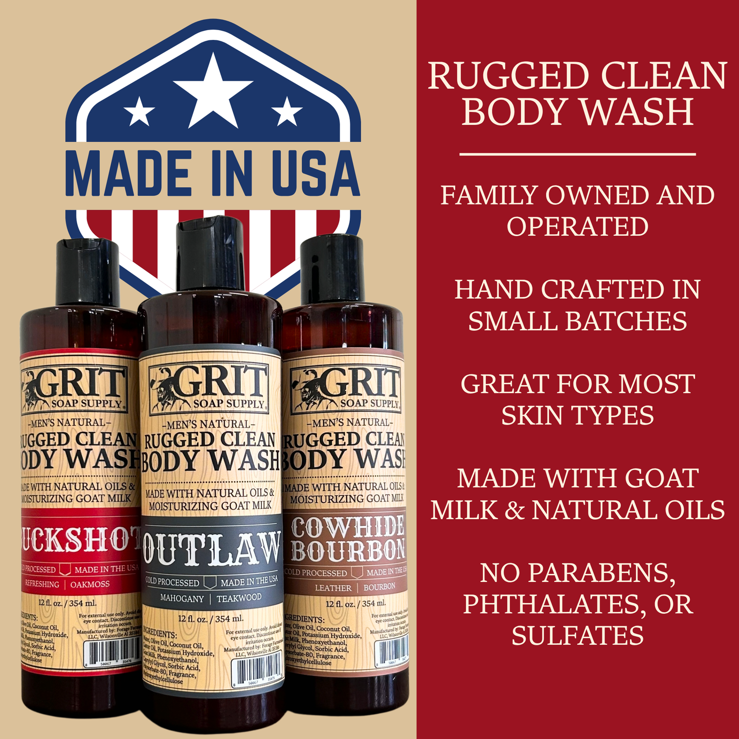 Outlaw Goat Milk Body Wash | Natural Men's Body Wash