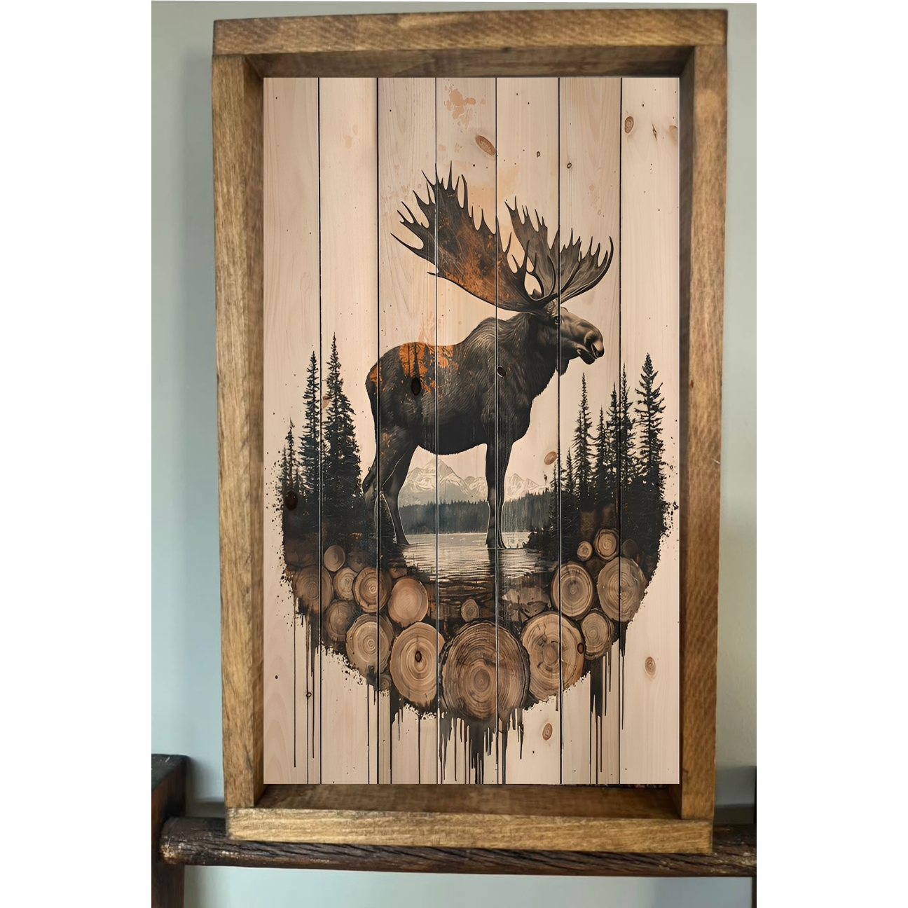 Silhoutte Woodland Moose Farmhouse Sign