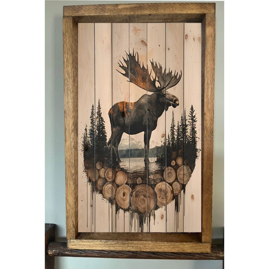 Silhoutte Woodland Moose Farmhouse Sign