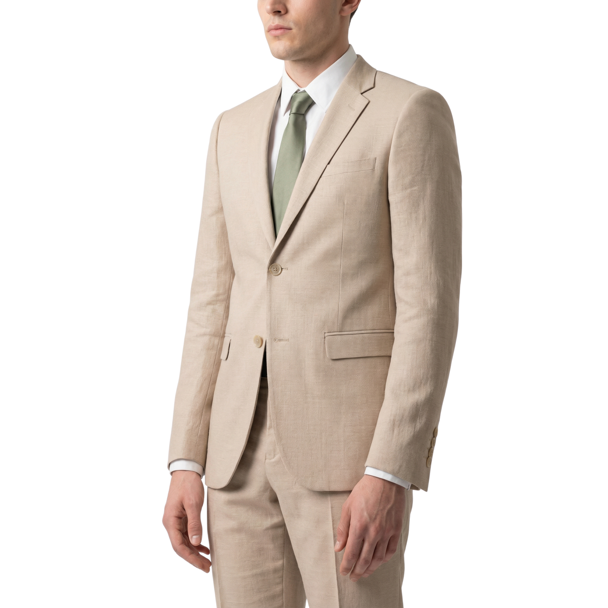 Jax Mens Tan 2 Button Notch Lapel Pick Stitching 3 Pc Slim Fit Suit