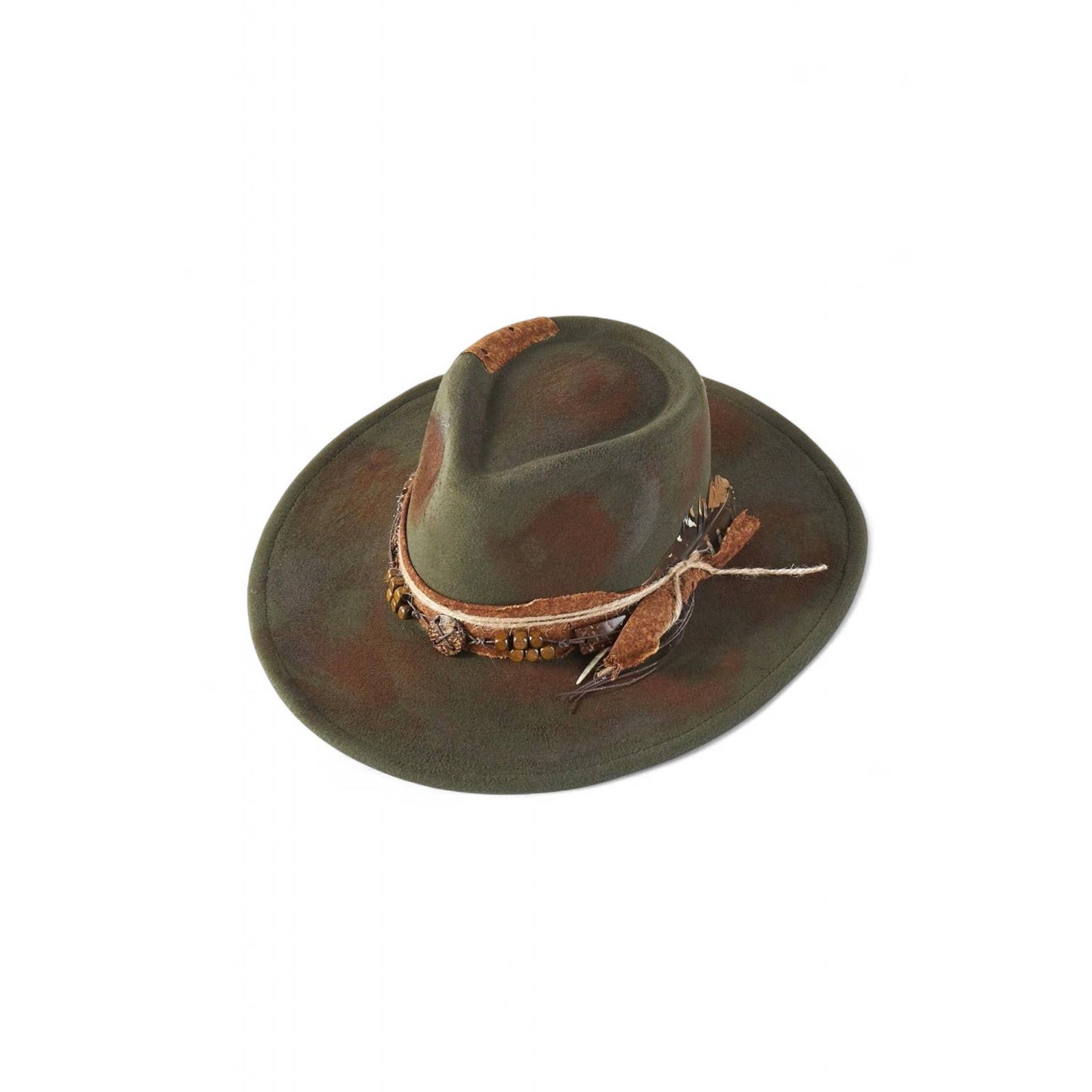 Distress Olive Vintage Shapable Fedora Cowboy Hat MH0264