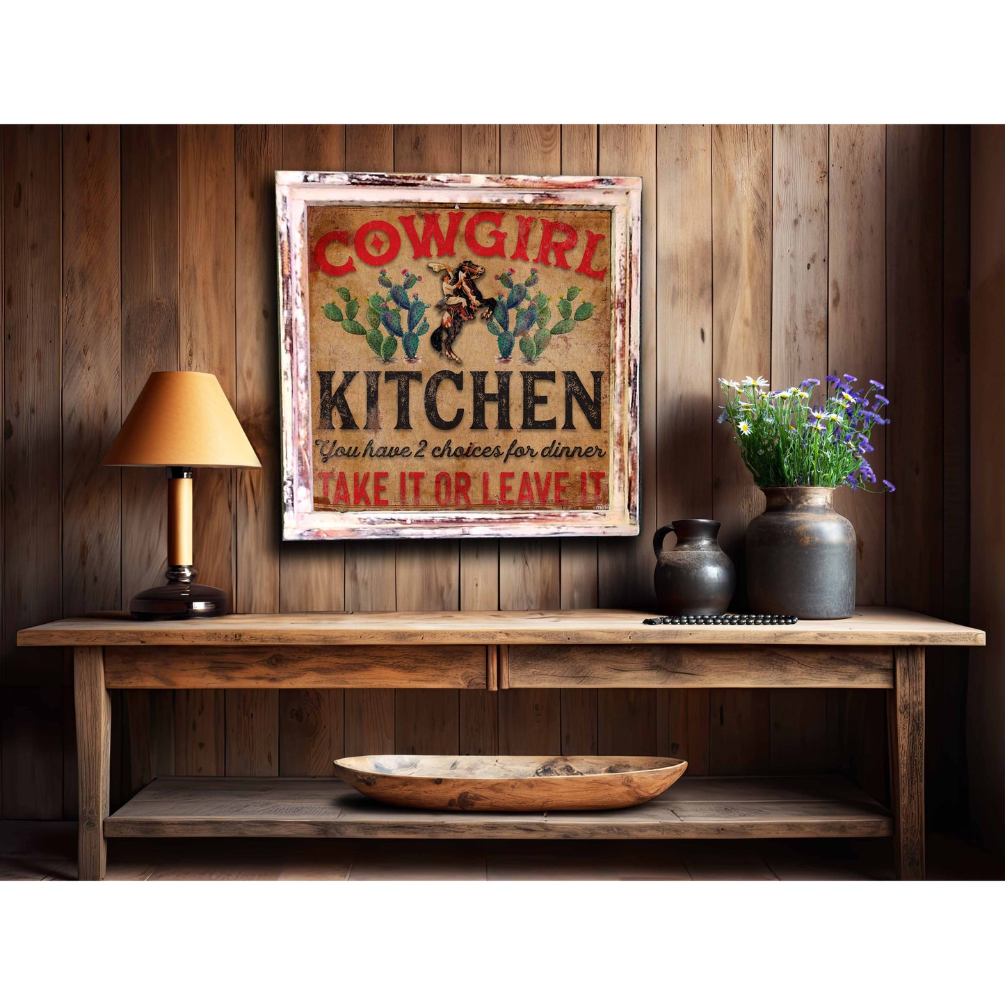 "Cowgirl Kitchen" Square Framed Artwork