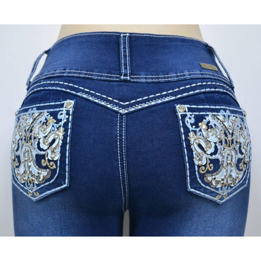 * Untamed Sapphire Clothing LLC - USC-F026 Sexy Maddie Vintage Butt Lifter Levante Cola Jeans