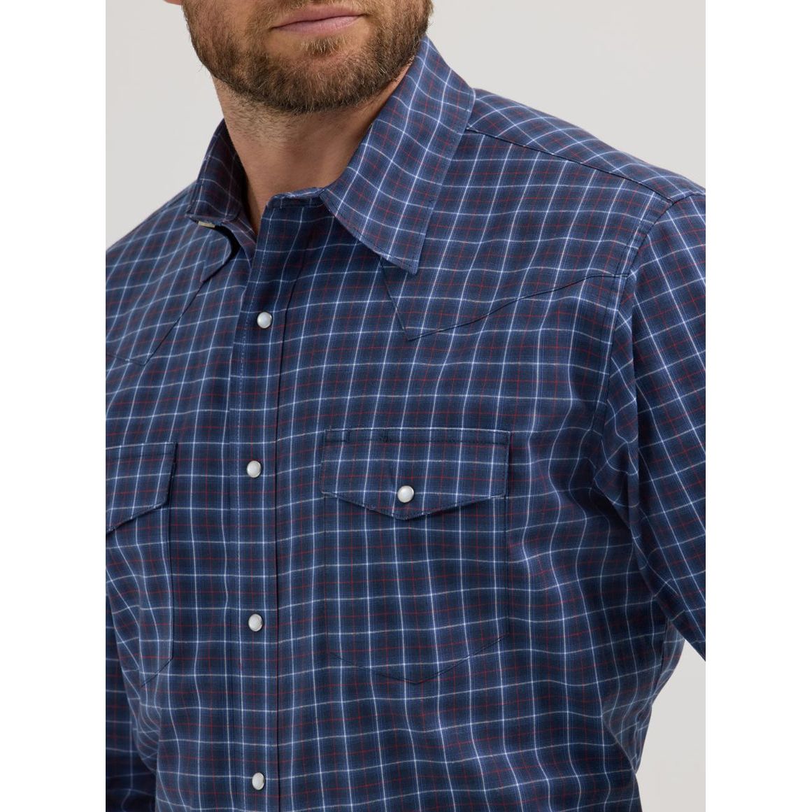 WRANGLER NAVY PEARL SNAP PLAID - MENS SHIRT - 112355359