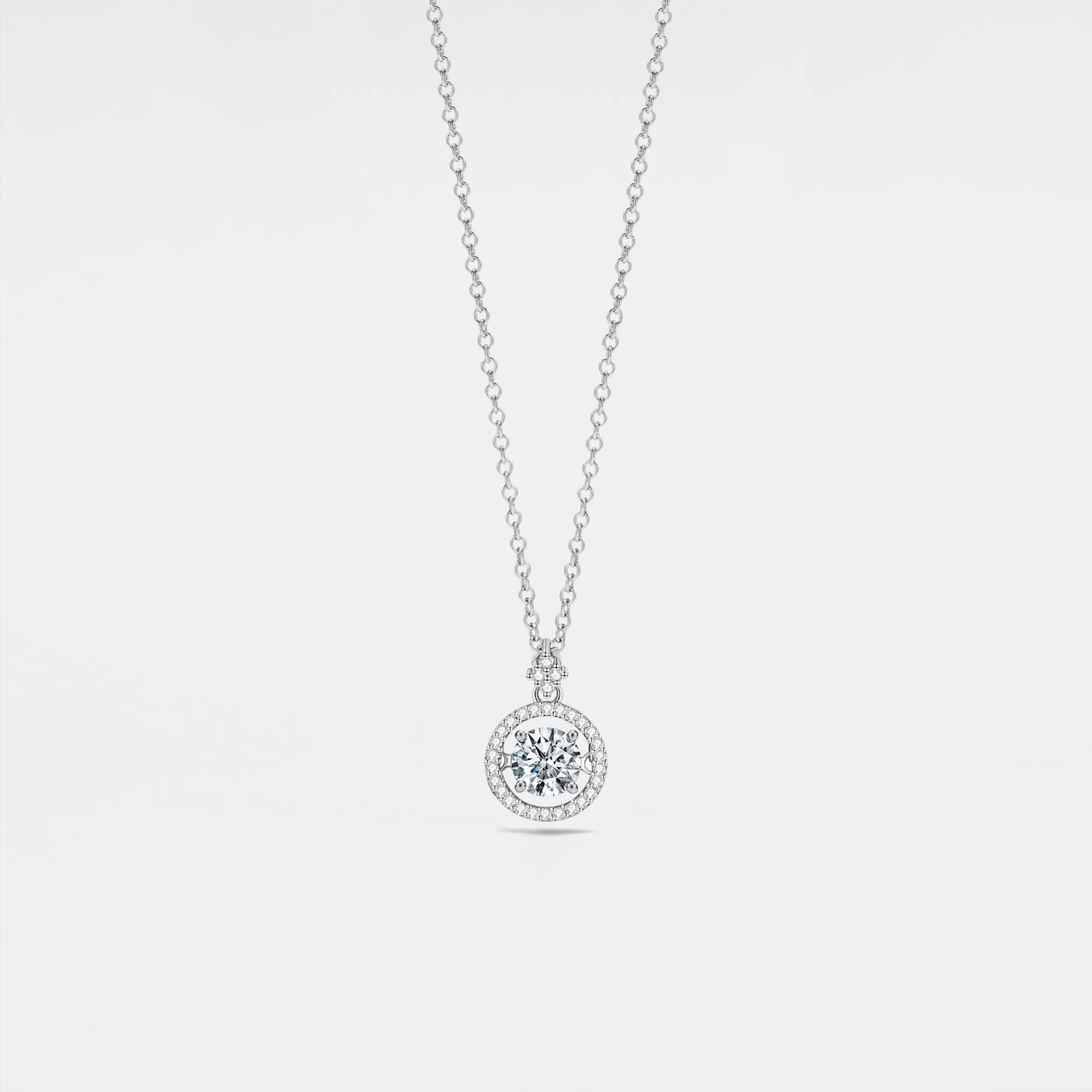 Dancing Moissanite Charm Necklace in 925 Sterling Silver