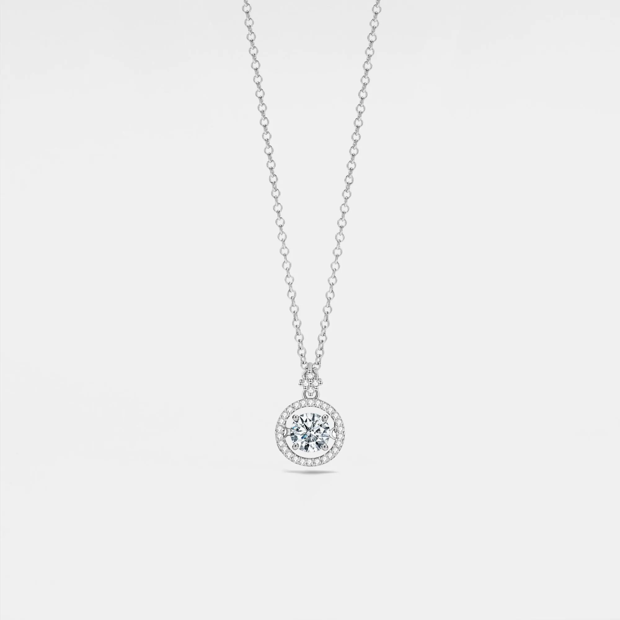 Dancing Moissanite Charm Necklace in 925 Sterling Silver