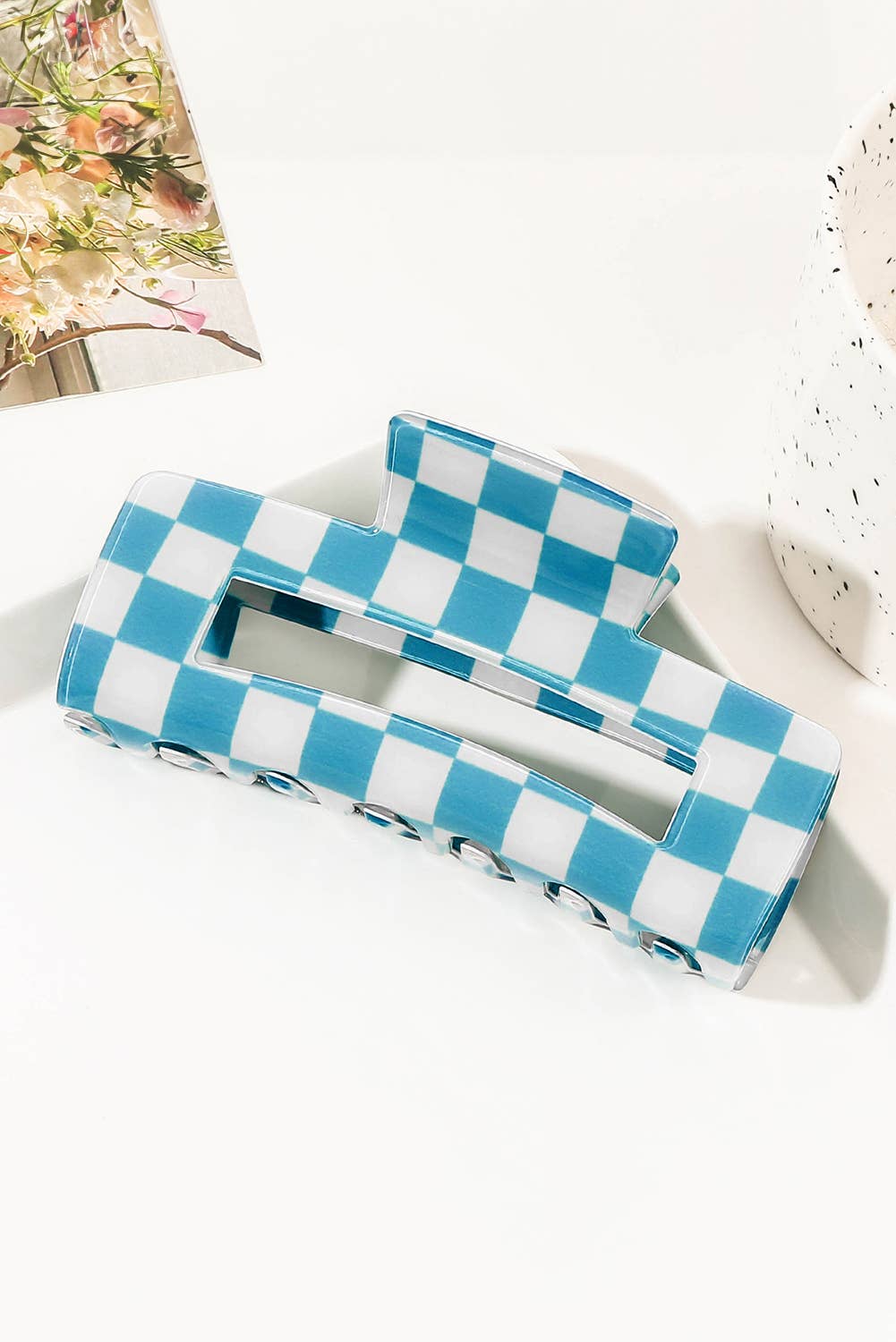 Checkered Print * Hollow Out Hair Clip
