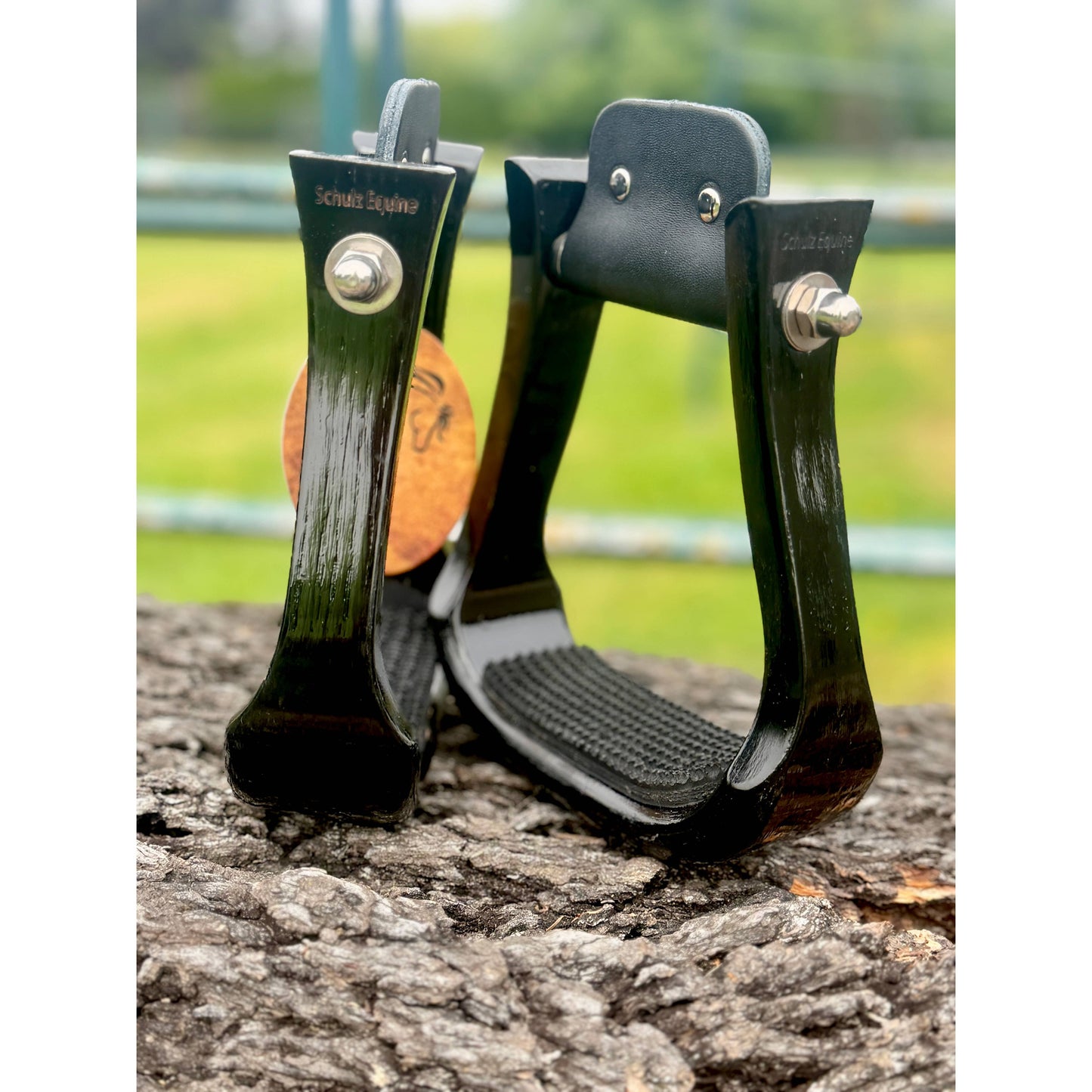 Wooden Stirrups- Black Barrel Racing Style