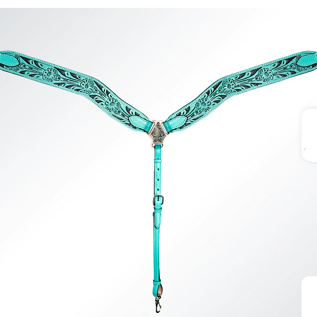 American Darling - Carved Turquoise Leather Breast Collar ADPSF105-BC