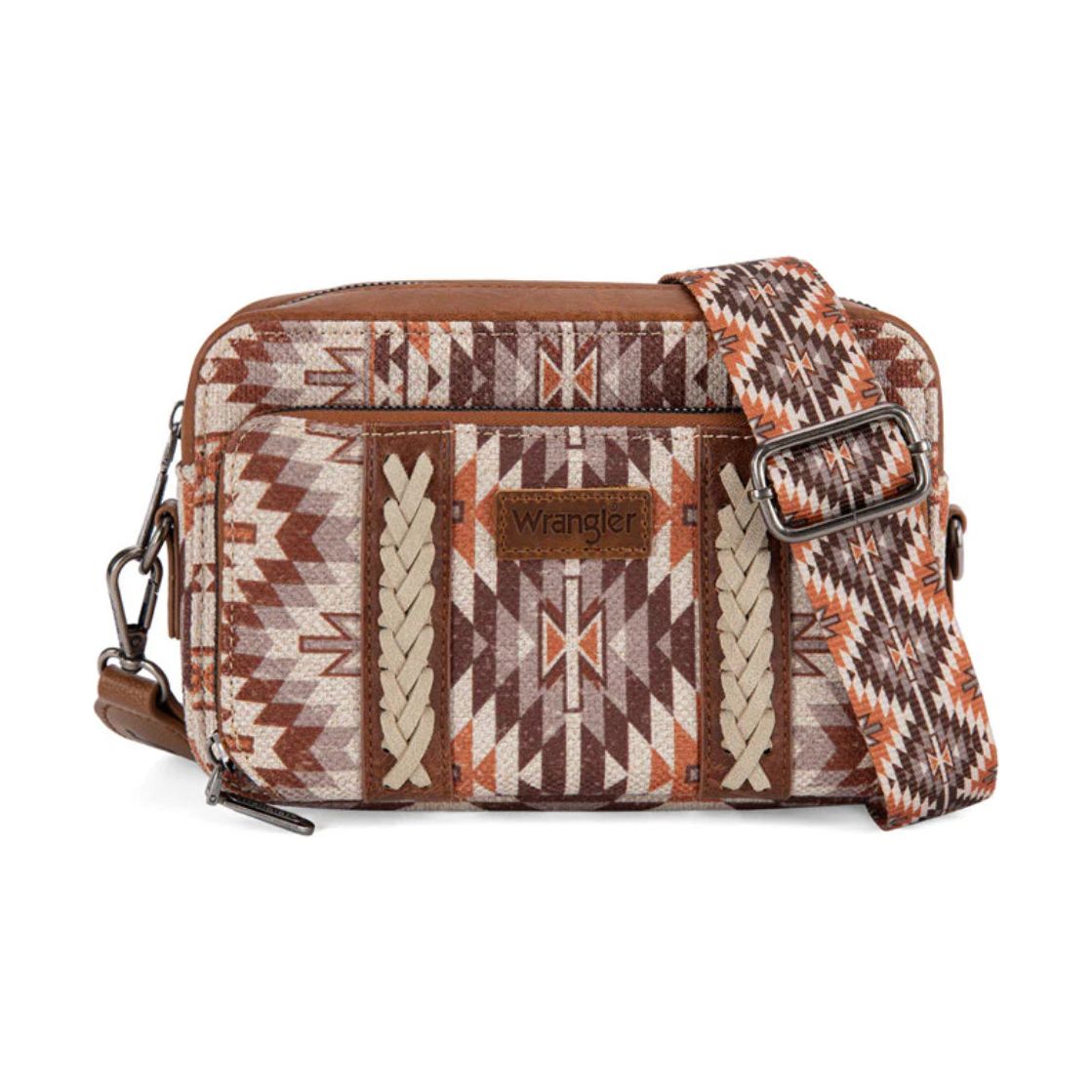 Wrangler Southwestern Pattern Dual Sided Print Crossbody Purse With Wallet Compartment WG2211-3003