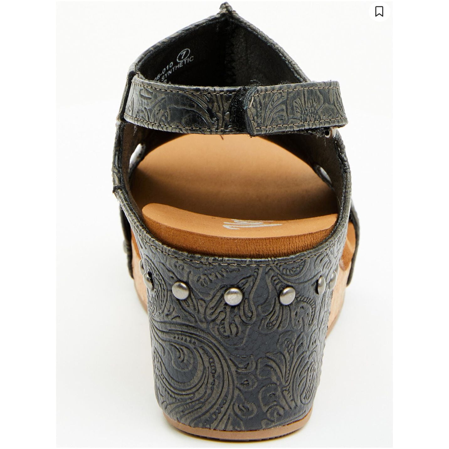 Isabella Tooled Charcoal Wedge Sandals