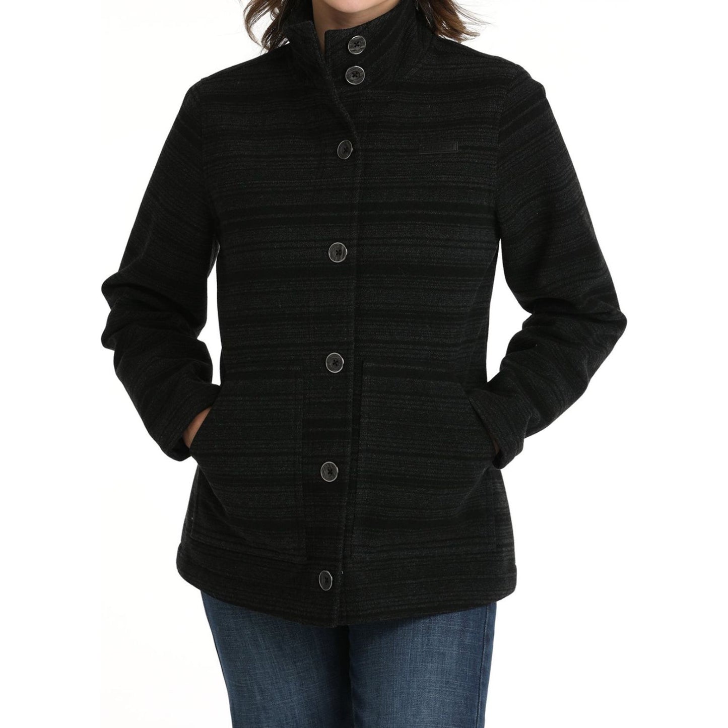 WOMEN'S TWILL JACKET - BLACK/GRAY