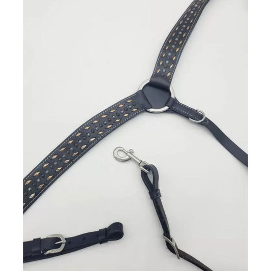 Ranch Hand Breast Collar Studded with Metallic Buckstitch