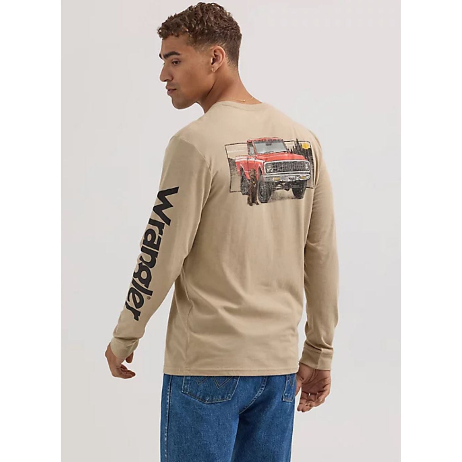 MENS LONG SLEEVE TRUCK BACK GRAPHIC TSHIRT