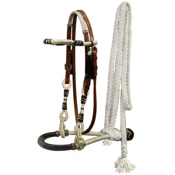 Showman Rawhide Core Show Bosal set W Cotton Mecate Rein