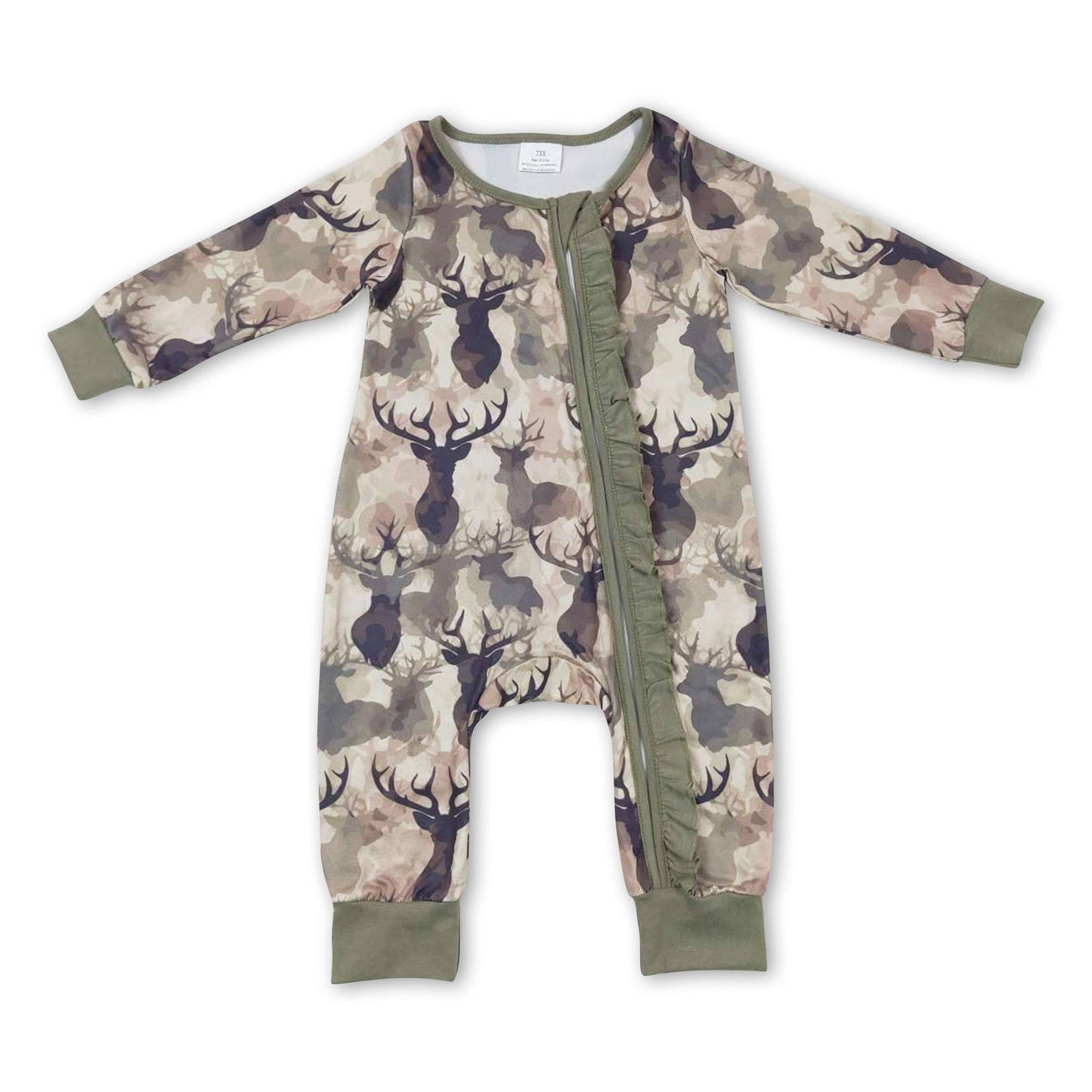 Deer Camo Long Sleeves Baby Boy Zipper Romper