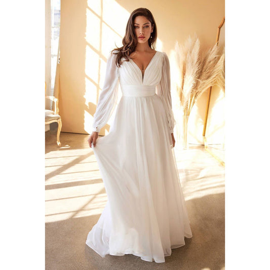 Chiffon Long Sleeve Bridal Gown