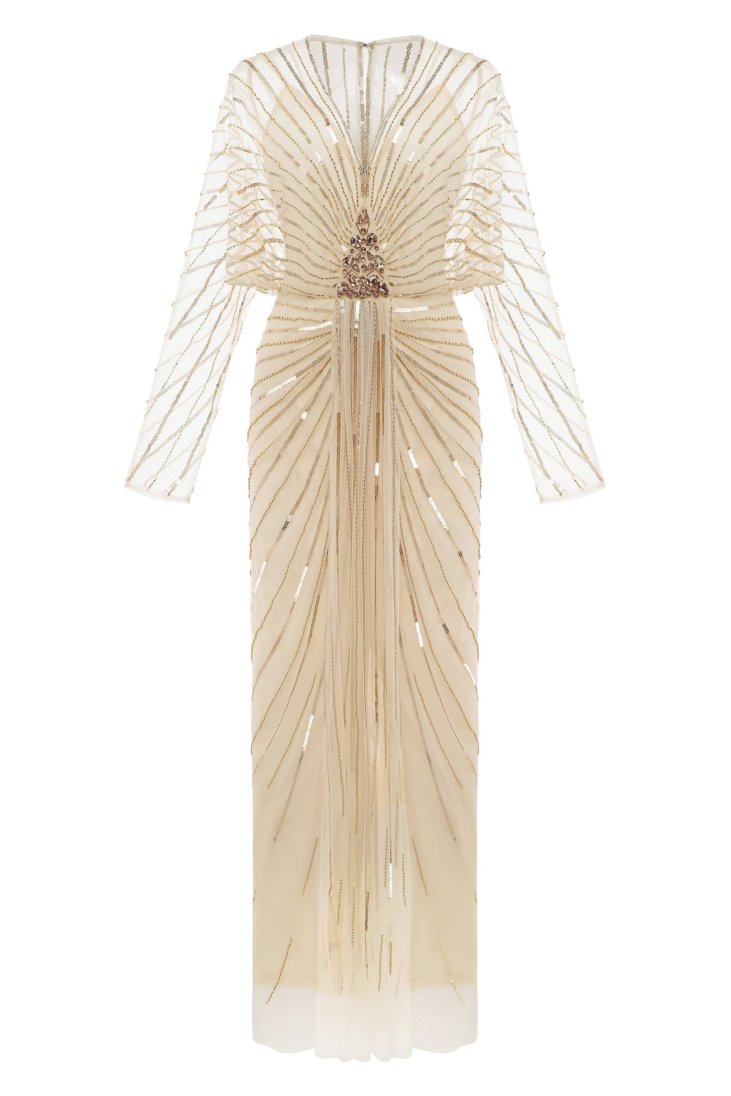 Zouzou Crystal-Encrusted Plus Size Evening Gown