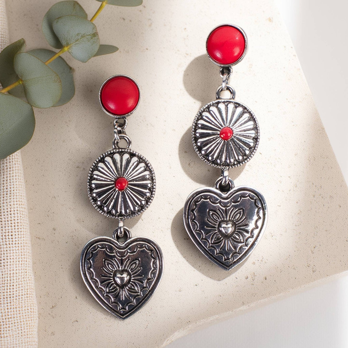 Squash Blossom Heart Earrings