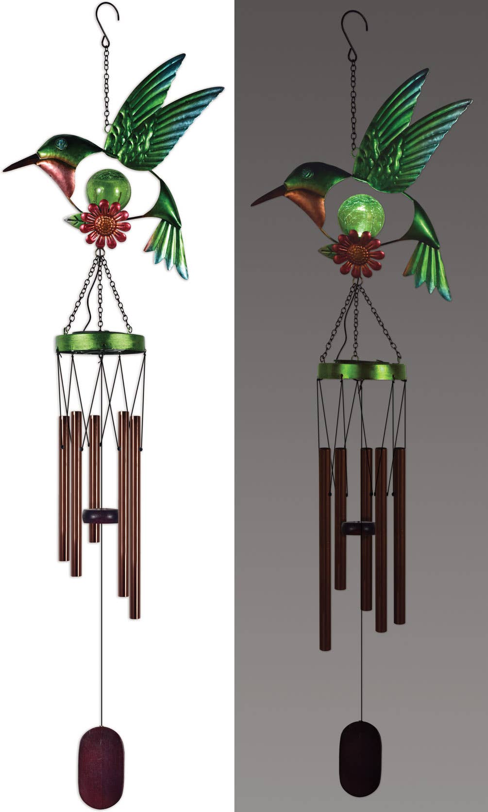 38" Hummingbird Spring Garden Solar Wind Chime - 93827