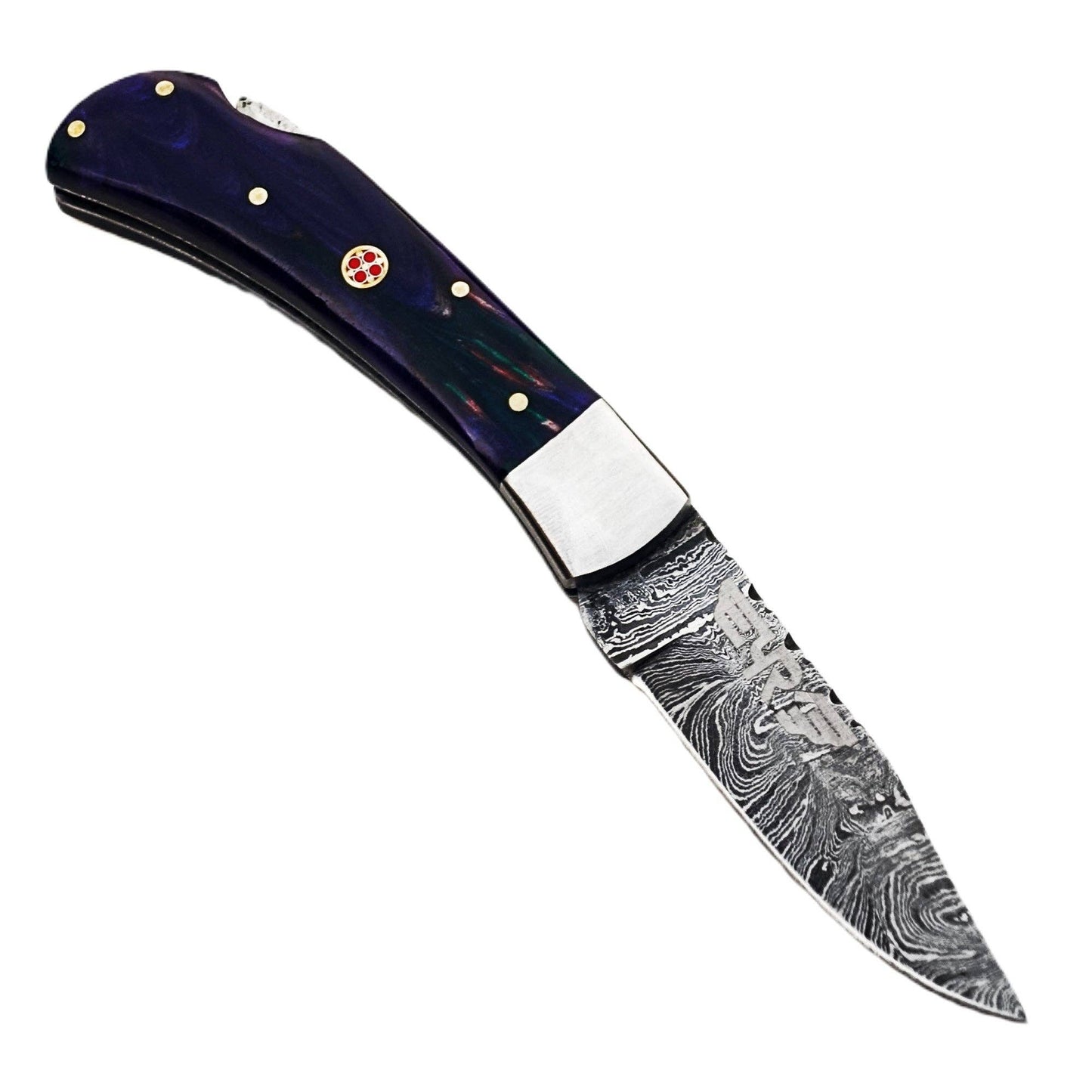 The Horned Frog Folding Knife - Damascus Steel