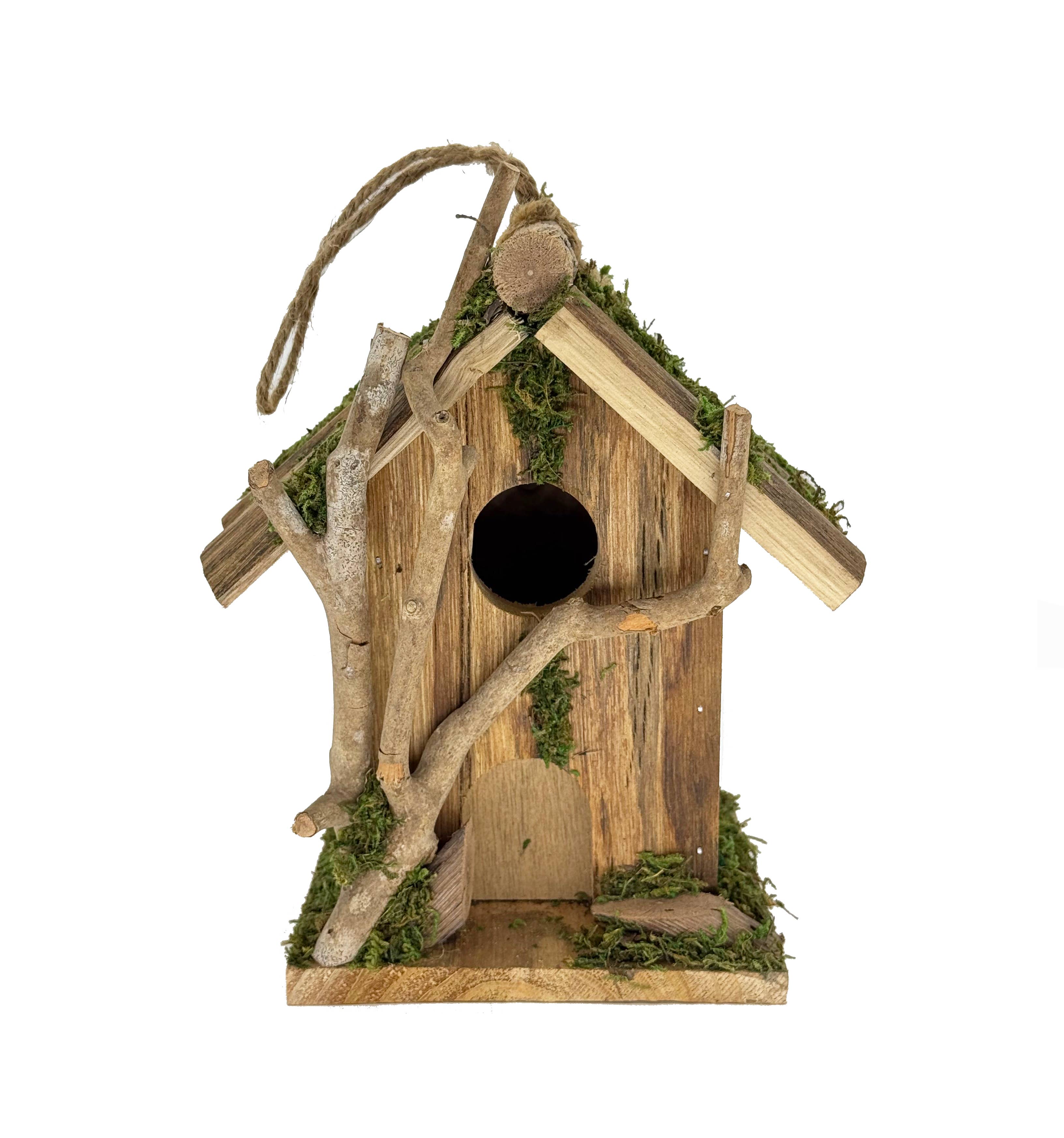 Branch & Moss Rustic Birdhouse