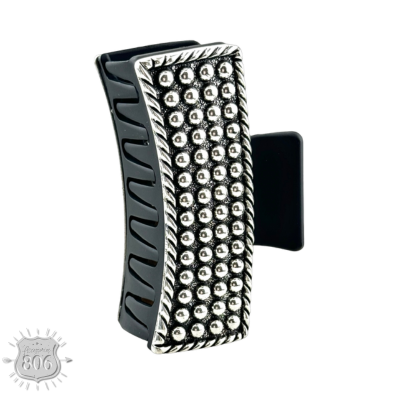 Hair Claw Clip - Western Silver Raised Studded