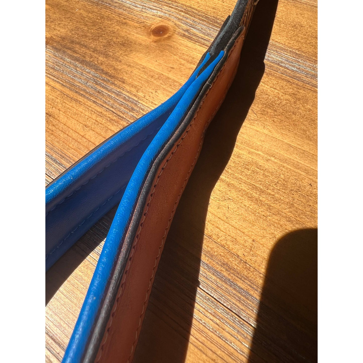 Western Tooled Leather Fancy Dog Leash Blue Padded Handle