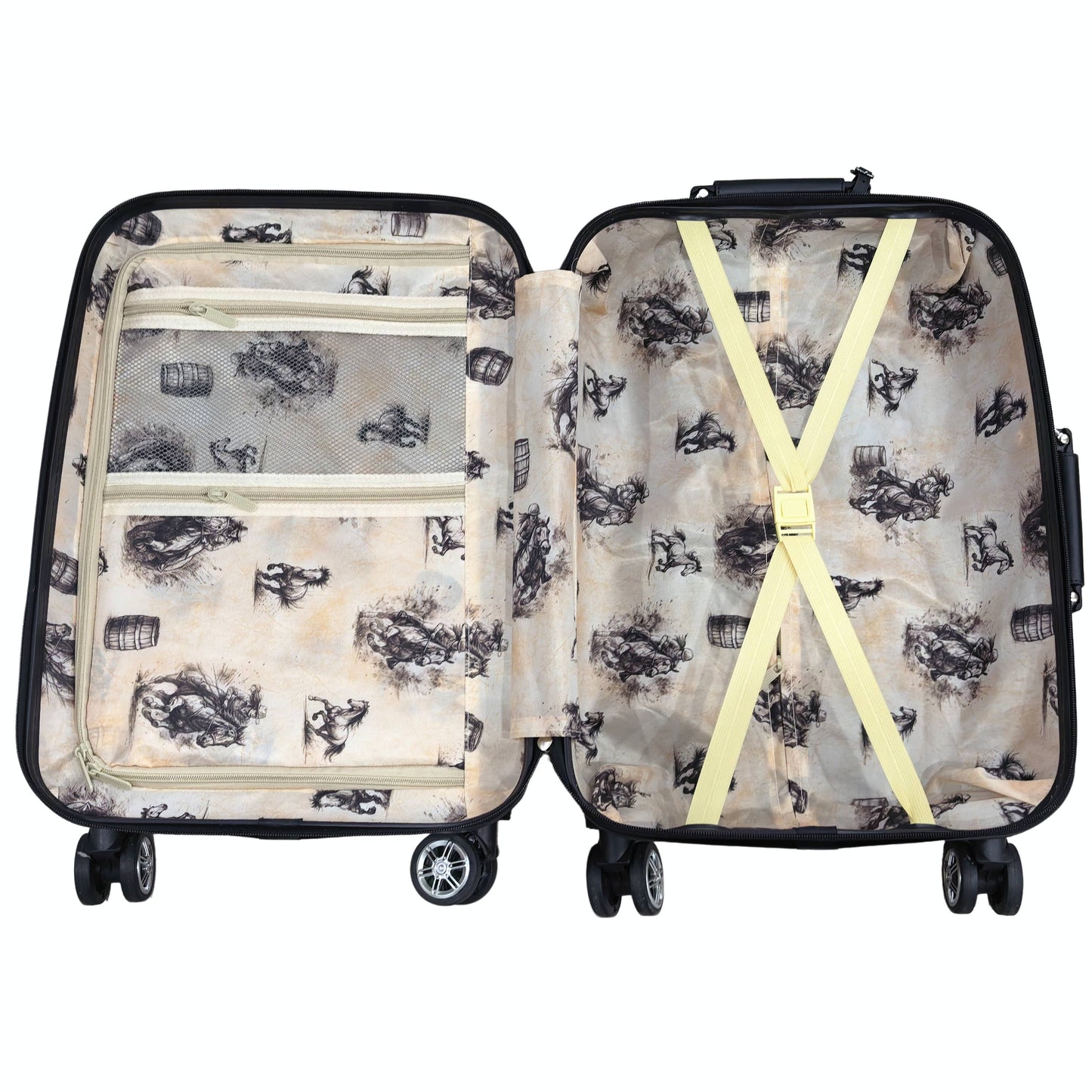 Barrel racing luggage rolling suitcase 