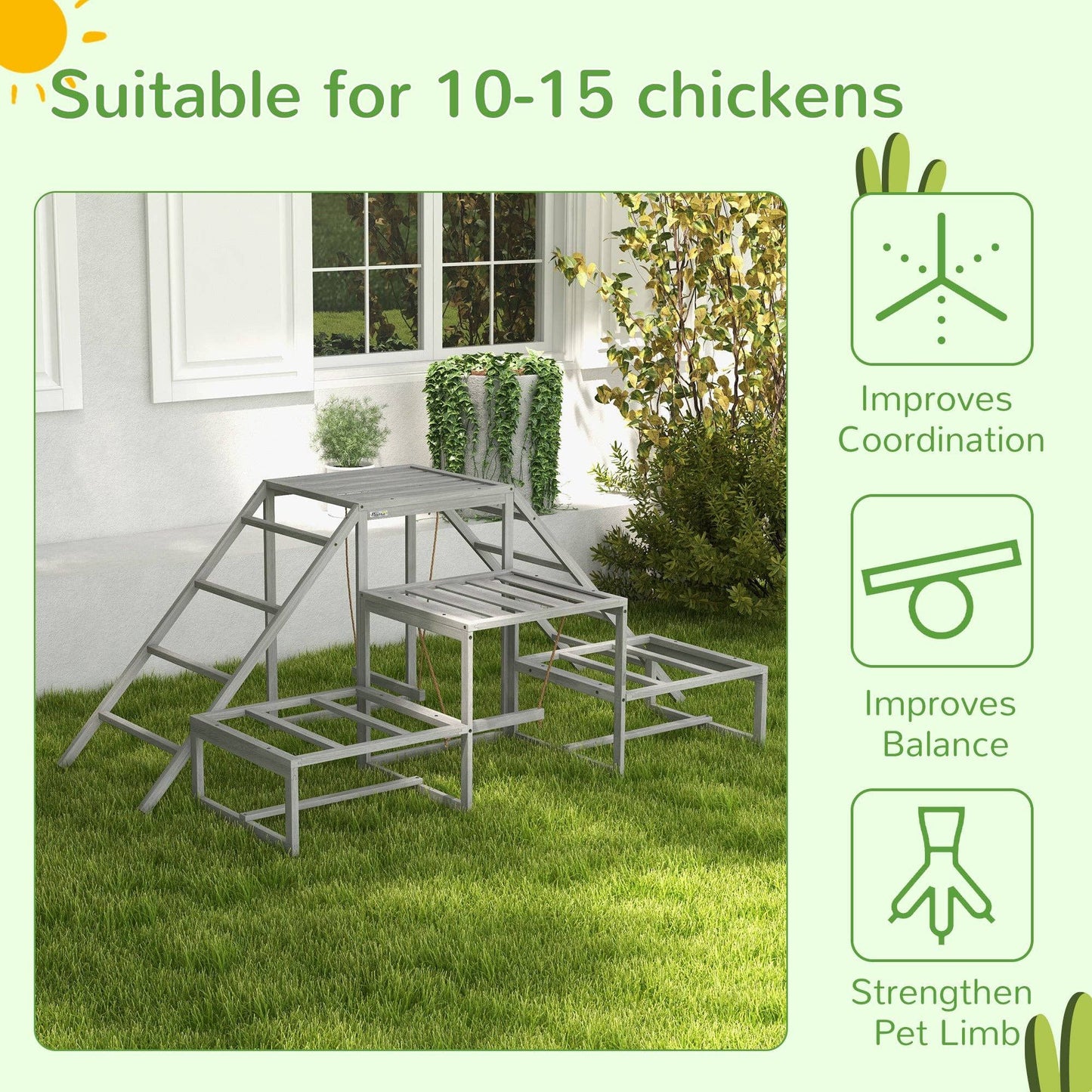 Chicken Swing & Perch Toy Set with Ladder and Platforms