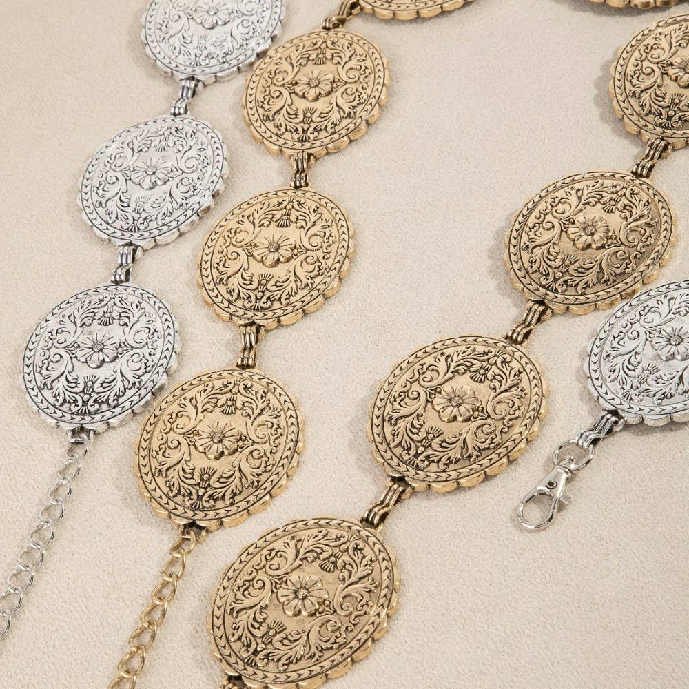 Floral Concho Western Chain Belt