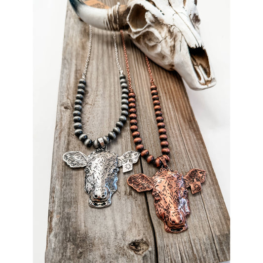 Western Steer Longhorn Cow Necklace