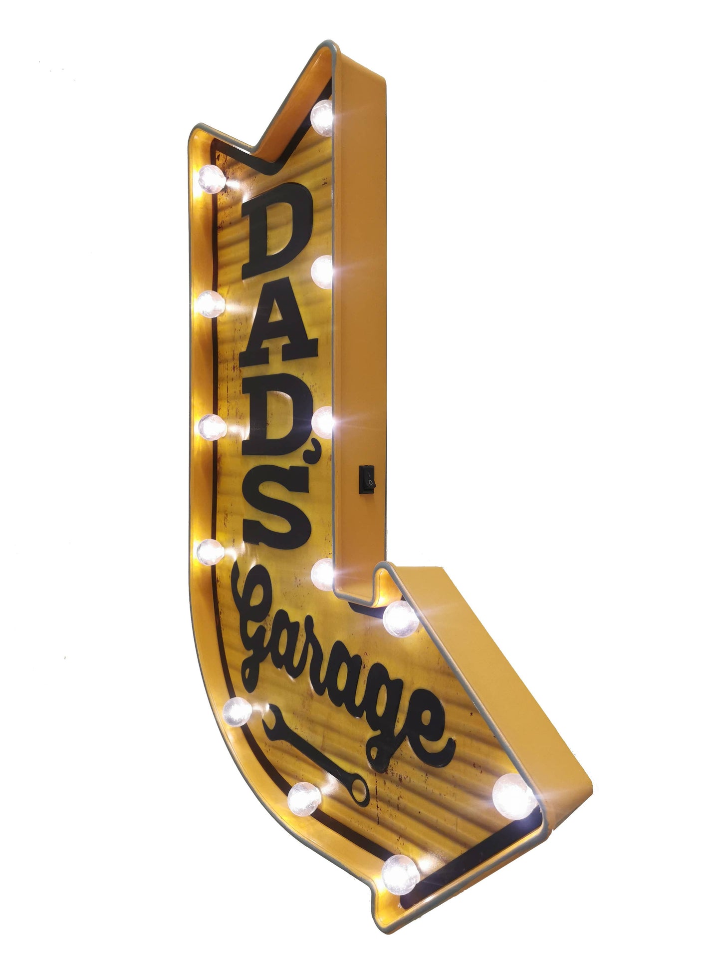 LED Lighted "Dad's Garage" Arrow Sign Wall Decor