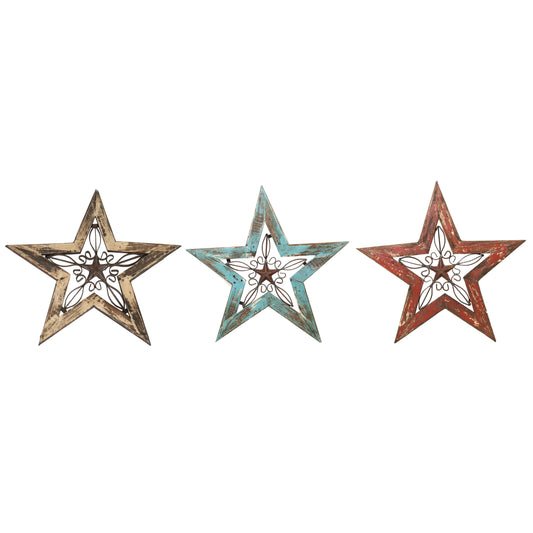 My Amigos Imports - Texas Star-Wood and  Iron-3 Colors-Wall Decor-20 inches