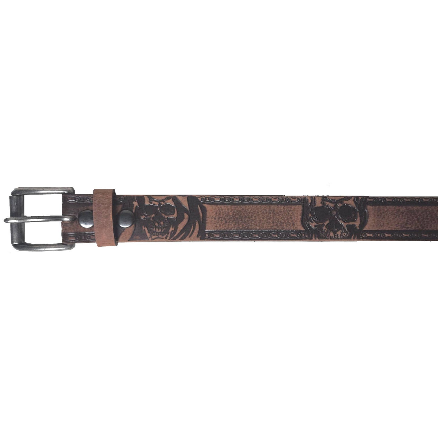 GENUINE LEATHER 40MM SKULL EMBOSSED BELT #1040