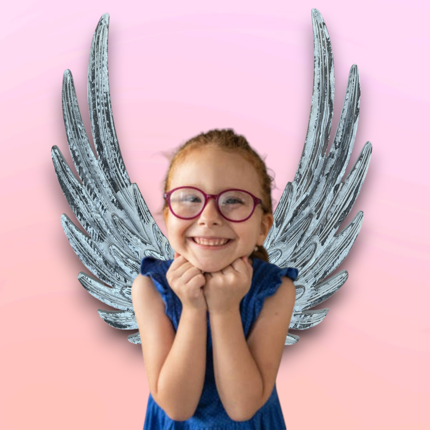 Raphael Angel Wings-Distressed White Carved Wood Wall Decor