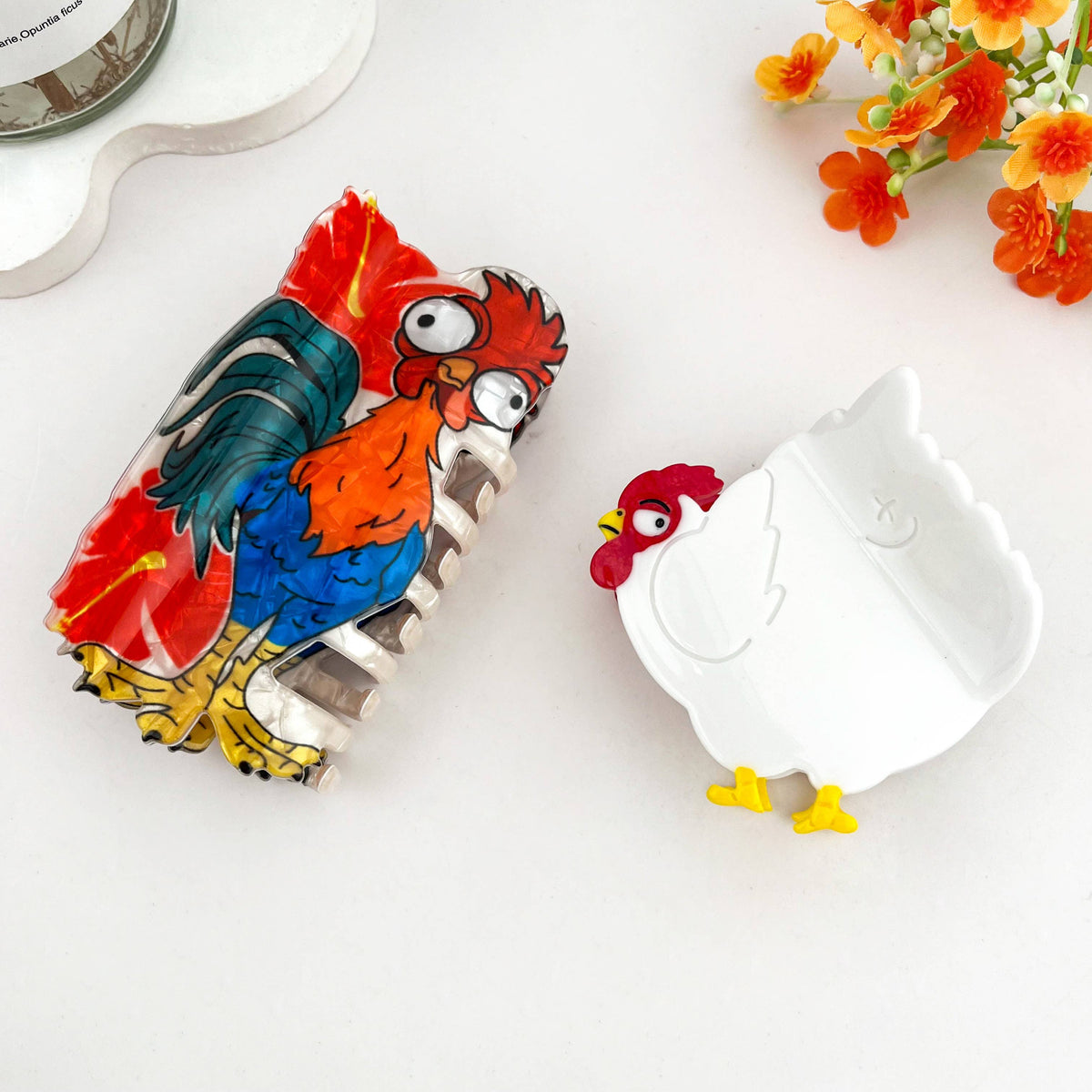 Fun Creative Easter Rooster & Hen Hair Claw Clip