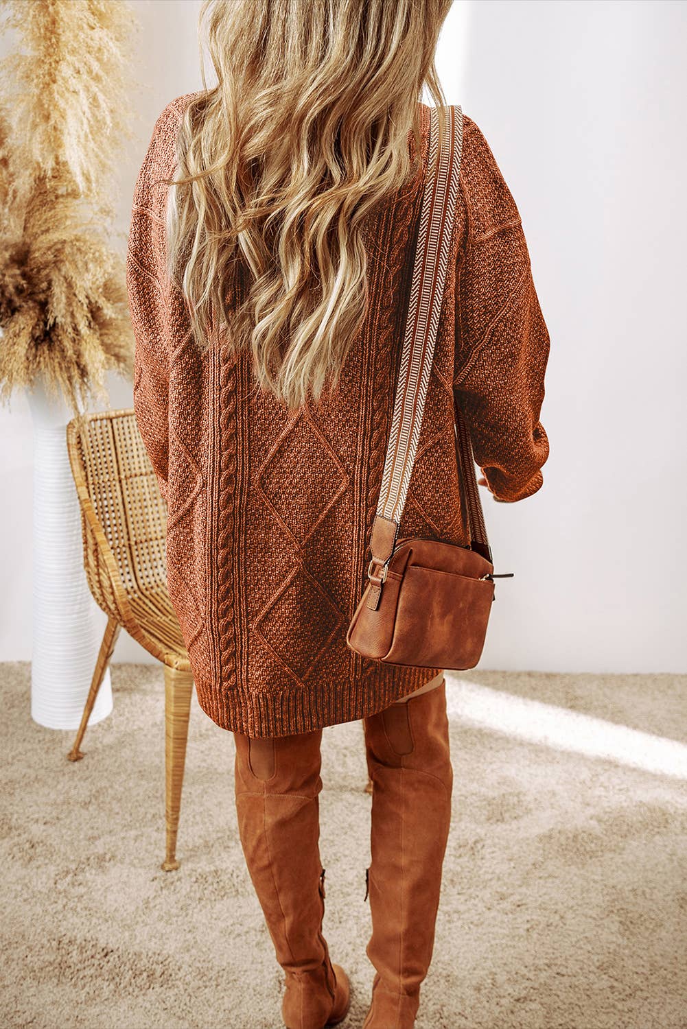 Grace Cable Knit Loose Fit Knit Sweater Dress