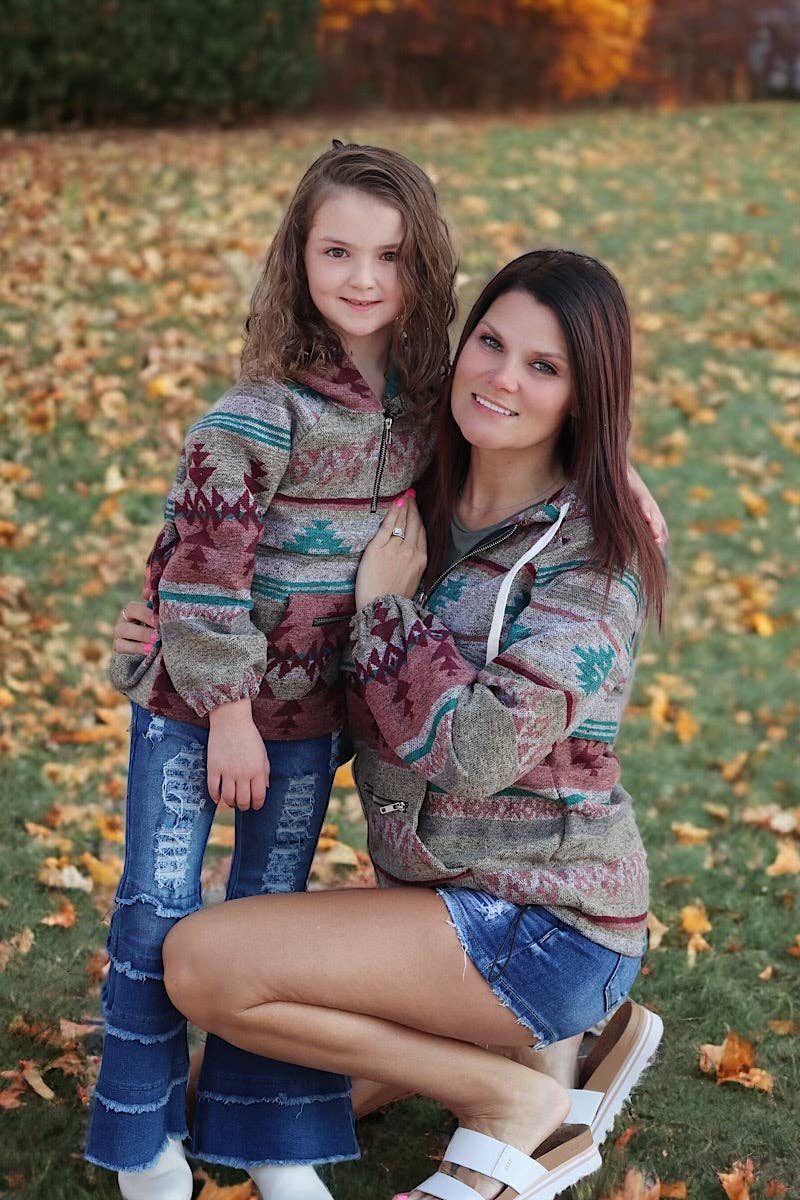 GIRLS Geometric Printed Pullover Hoodie. TPG65113041