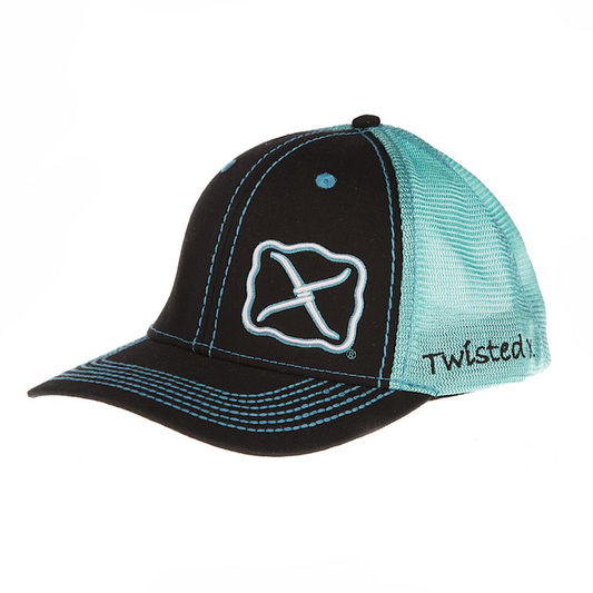 Twisted X - Black & Turquoise Embroidered White & Turquoise Logo Snap Back Men’s Ball Cap XC-23