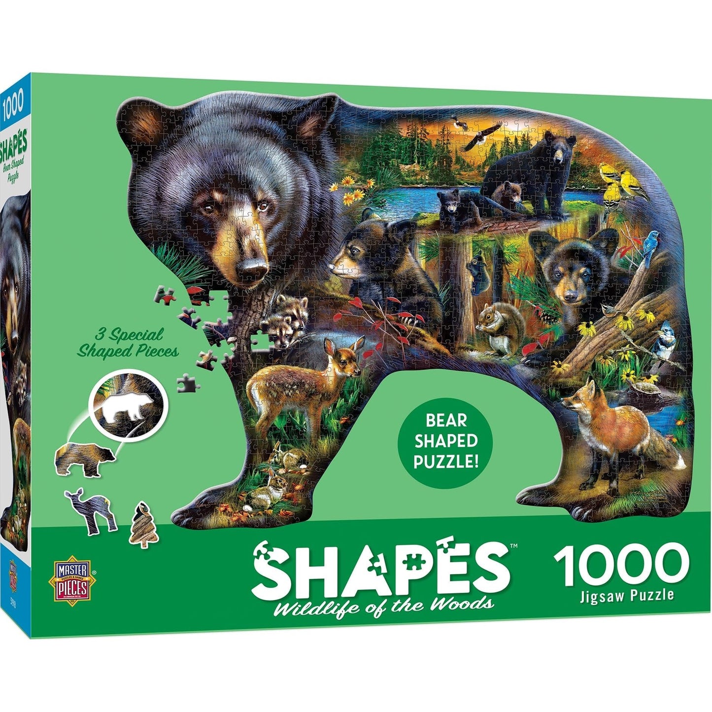 Contours - Wildlife of The Woods Unique Bear Shaped Jigsaw Puzzle 1000pc 72145