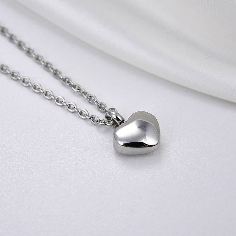Human Ashes Heart Urn Pendant Necklace in Stainless Steel